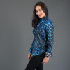 HEXAGON KOBALT - Blau gemusterte Bluse - GERMENS