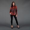 Unique blouse for women - HEXAGON ZINNOBER - 100% cotton - GERMENS artfashion - Sizes XS to 3XL