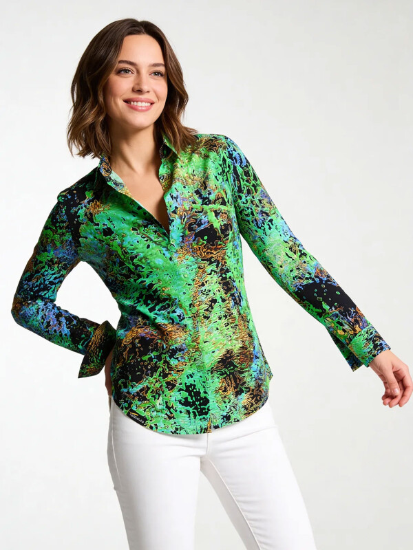 ausgefallene Damenbluse für Damen - SAVE THE RAINFOREST - 100 % Baumwolle - GERMENS artfashion - Größen XS bis 3XL