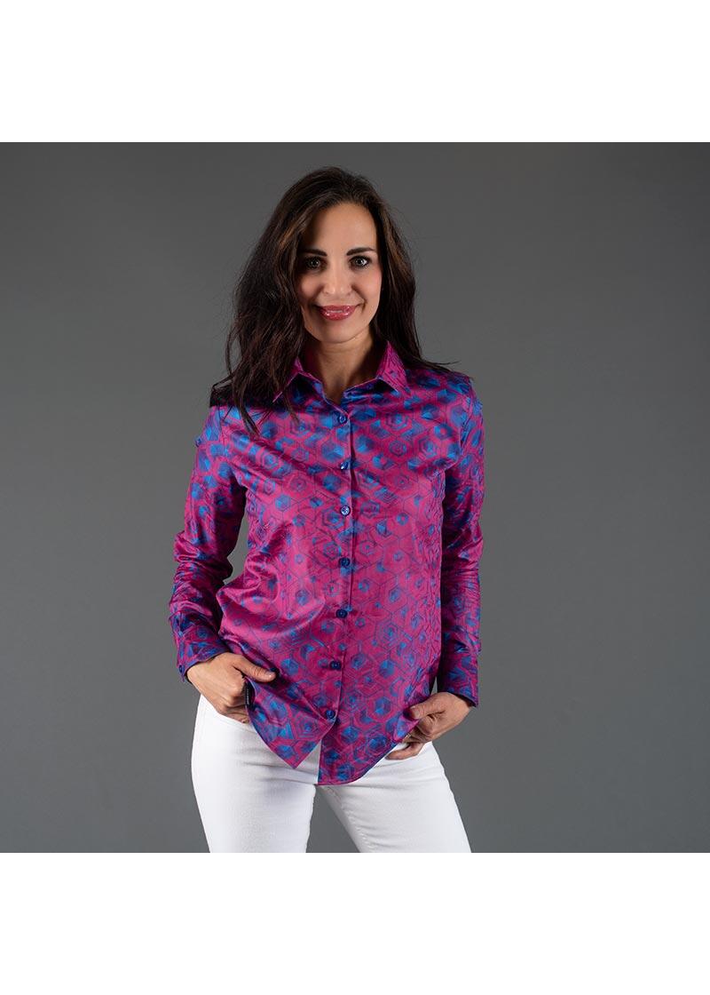 HEXAGON AMETHYST - Blau violette Damenbluse - GERMENS