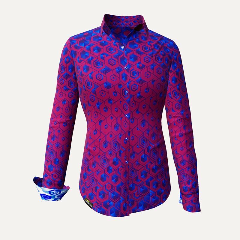 Unique blouse for women - HEXAGON AMETHYST - 100% cotton - GERMENS artfashion - Sizes XS to 3XL