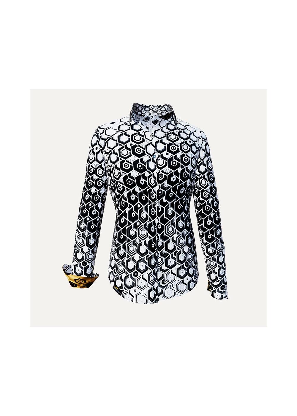 HEXAGON ONYX - Schwarz weie Damenbluse - GERMENS
