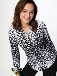 Unique blouse for women - HEXAGON ONYX - 100% cotton -...