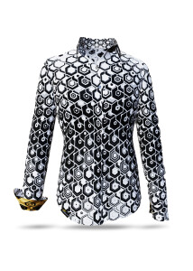Unique blouse for women - HEXAGON ONYX - 100% cotton -...