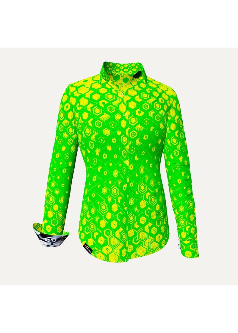 HEXAGON URANIO - Grün gelbe Hemdbluse - GERMENS
