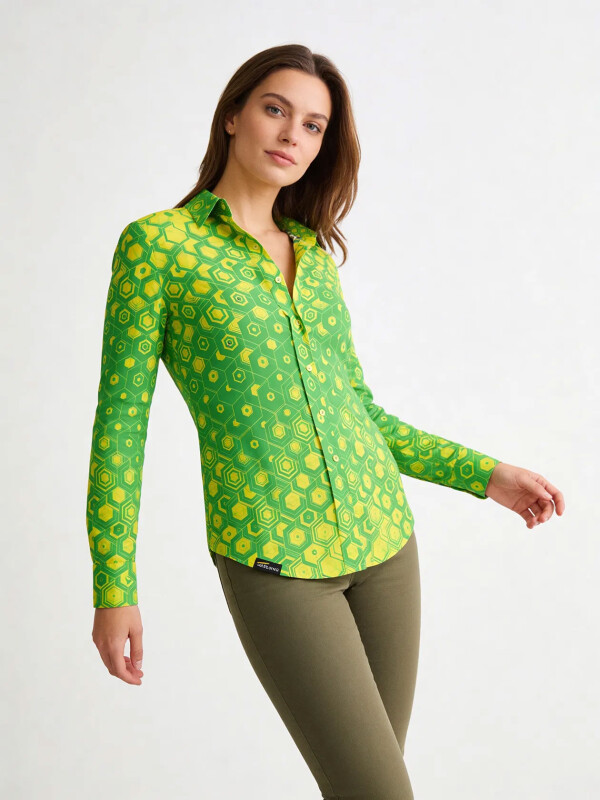 Unique blouse for women - HEXAGON URANIO - 100% cotton - GERMENS artfashion - Sizes XS to 3XL