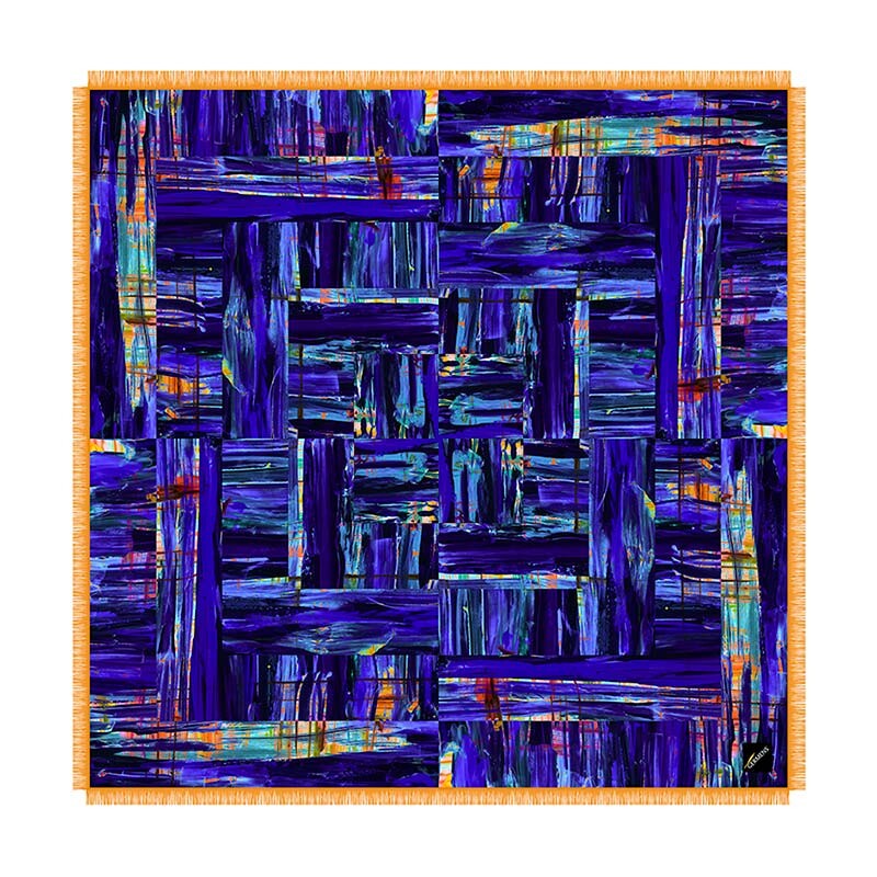 EKKO LATENIGHT - Blau oranges Wolltuch - GERMENS