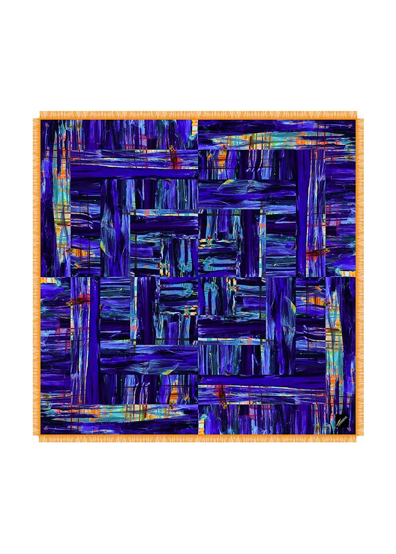 EKKO LATENIGHT - Blau oranges Wolltuch - GERMENS