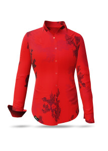 ausgefallene Damenbluse für Damen - EMBER RED - 100...