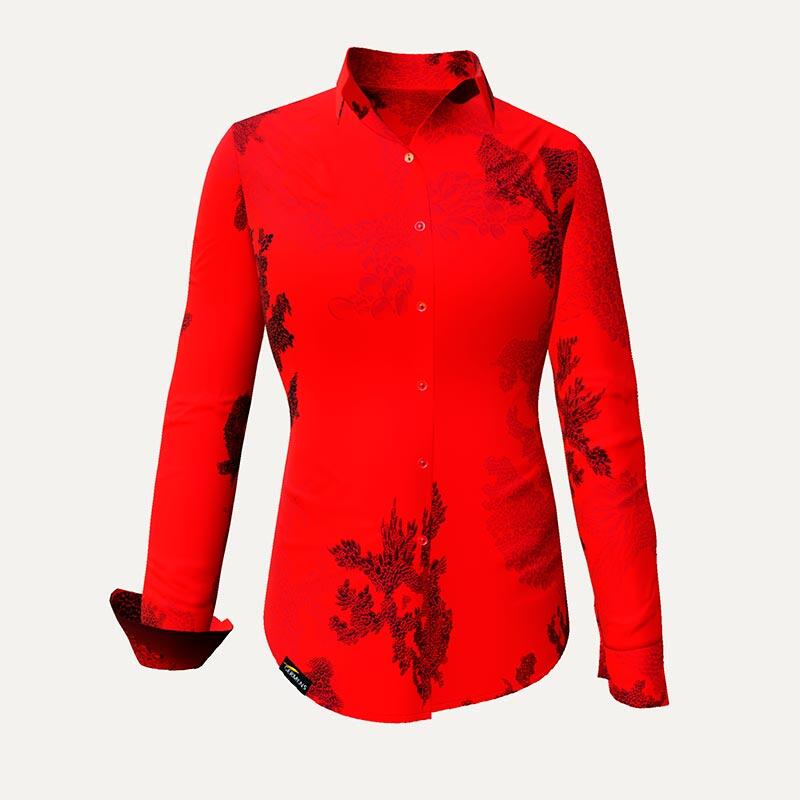 Unique blouse for women - EMBER RED - 100% cotton - GERMENS artfashion - Sizes XS to 3XL