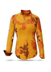 ausgefallene Damenbluse für Damen - EMBER ORANGE -...