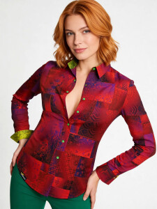 ausgefallene Damenbluse für Damen - DRACO ROT - 100...