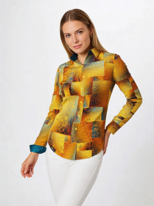 ausgefallene Damenbluse für Damen - DRACO GOLD - 100 % Baumwolle - GERMENS artfashion - Größen XS bis 3XL