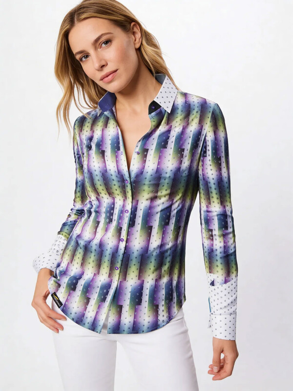 HYPERLINK - Violett grün gekachelte Bluse - GERMENS