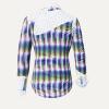 HYPERLINK VIOLETT GRUEN GEKACHELTE BLUSE Blusen Damen - 100 % Baumwolle - GERMENS artfashion