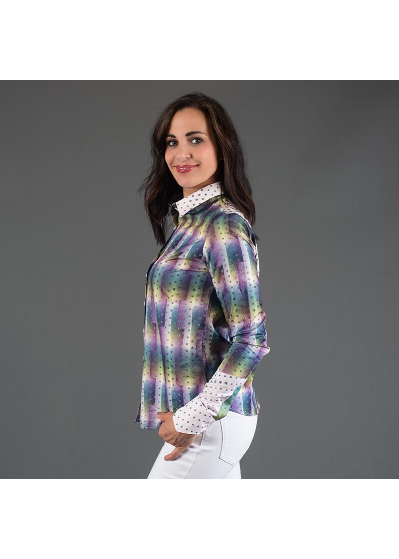 HYPERLINK - Violett grn gekachelte Bluse - GERMENS