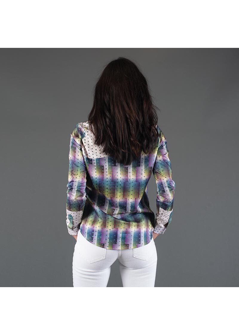 HYPERLINK - Violett grn gekachelte Bluse - GERMENS
