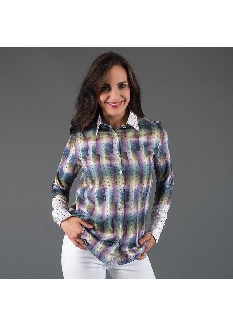 HYPERLINK - Violett grn gekachelte Bluse - GERMENS