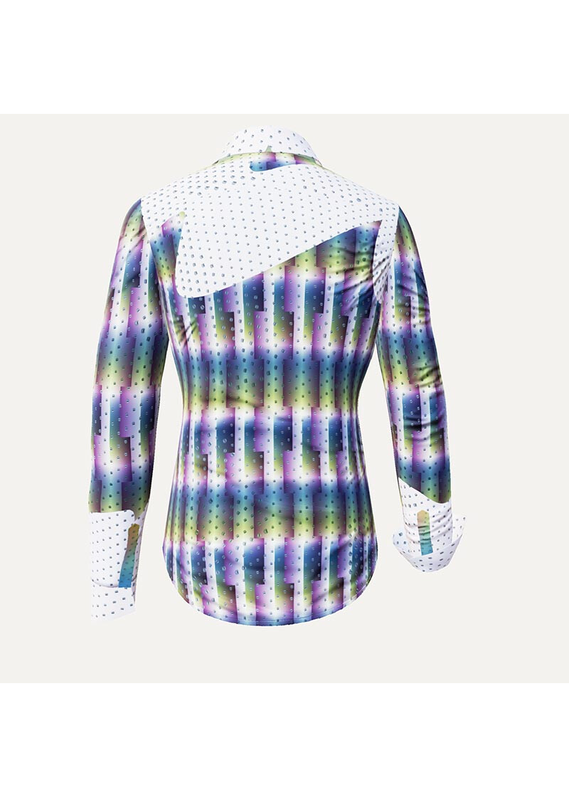 HYPERLINK - Violett grn gekachelte Bluse - GERMENS