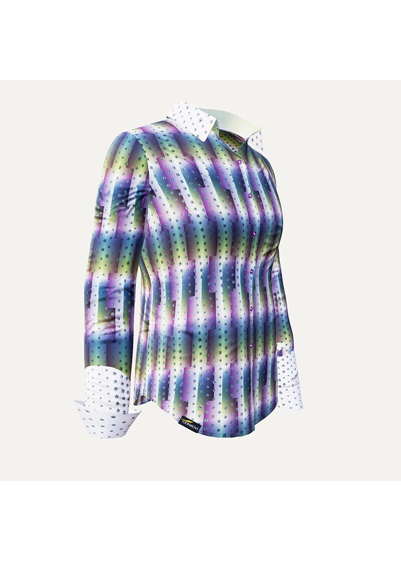 HYPERLINK - Violett grn gekachelte Bluse - GERMENS