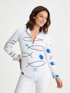 ausgefallene Damenbluse für Damen - ALLES THEATER - 100 % Baumwolle - GERMENS artfashion - Größen XS bis 3XL