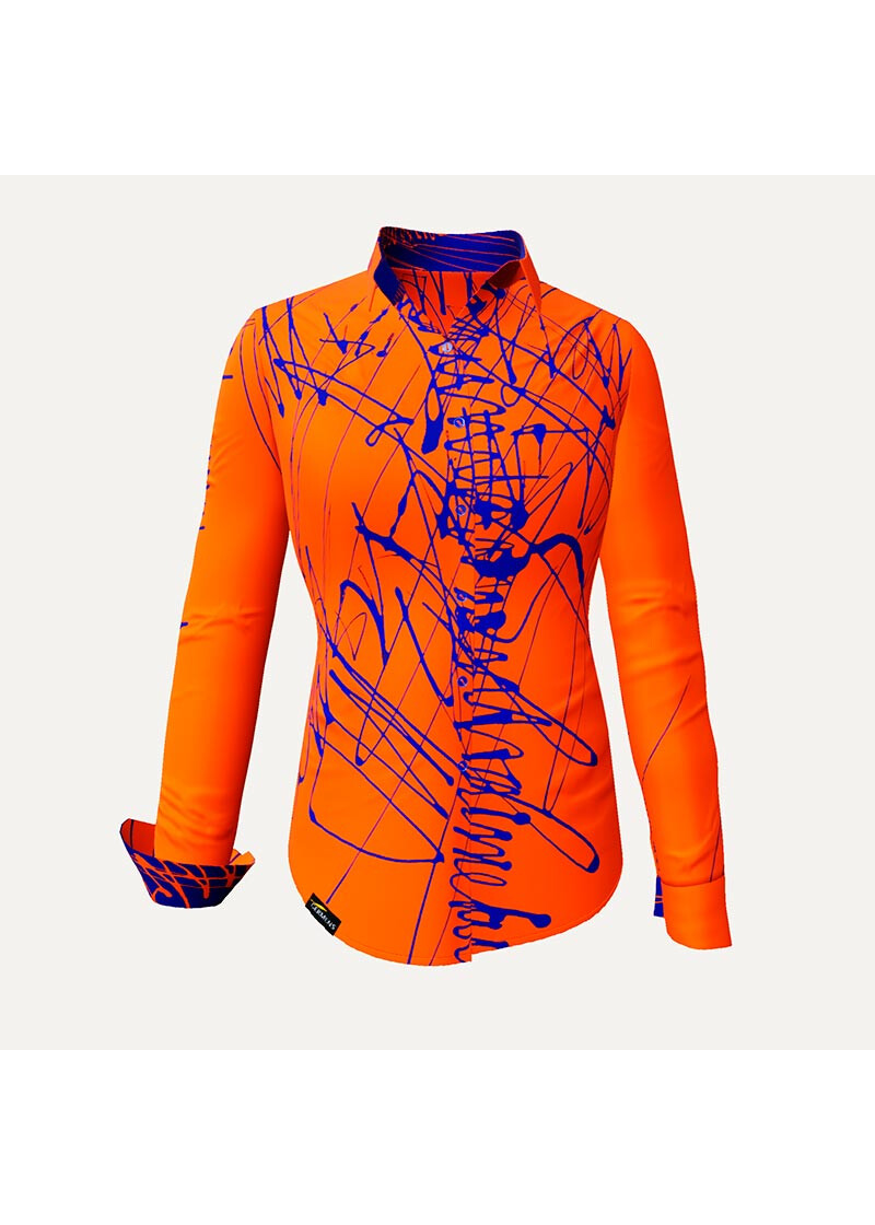 DENADA ORANGE - Orangene Bluse mit Linien - GERMENS