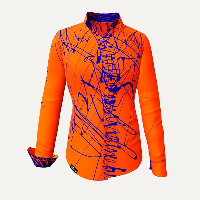 Unique blouse for women - DENADA ORANGE - 100% cotton - GERMENS artfashion - Sizes XS to 3XL