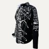 DENADA BLACK SCHWARZE BLUSE MIT WEISSEN STRICHEN Blusen Damen - 100 % Baumwolle - GERMENS artfashion