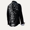 DENADA BLACK SCHWARZE BLUSE MIT WEISSEN STRICHEN Blusen Damen - 100 % Baumwolle - GERMENS artfashion