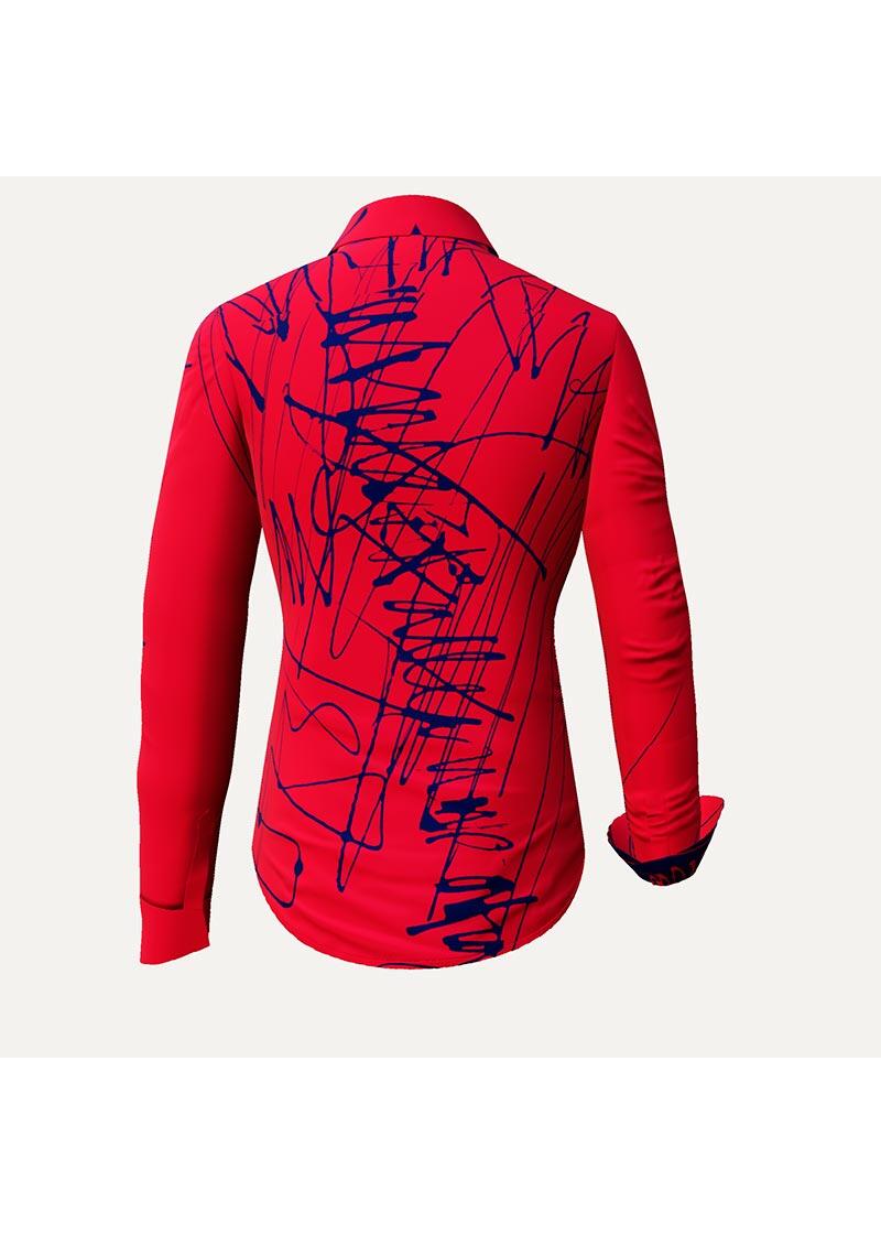 DENADA RED - Rote Bluse mit schwarzen Strichen - GERMENS