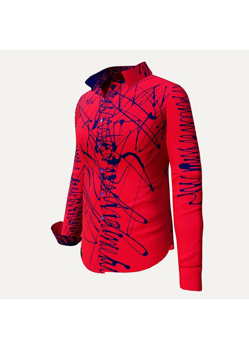 DENADA RED - Rote Bluse mit schwarzen Strichen - GERMENS
