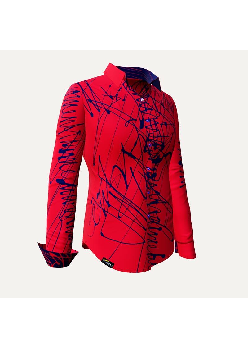 DENADA RED - Rote Bluse mit schwarzen Strichen - GERMENS