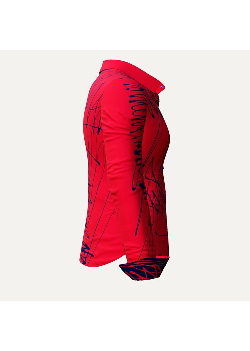 DENADA RED - Rote Bluse mit schwarzen Strichen - GERMENS
