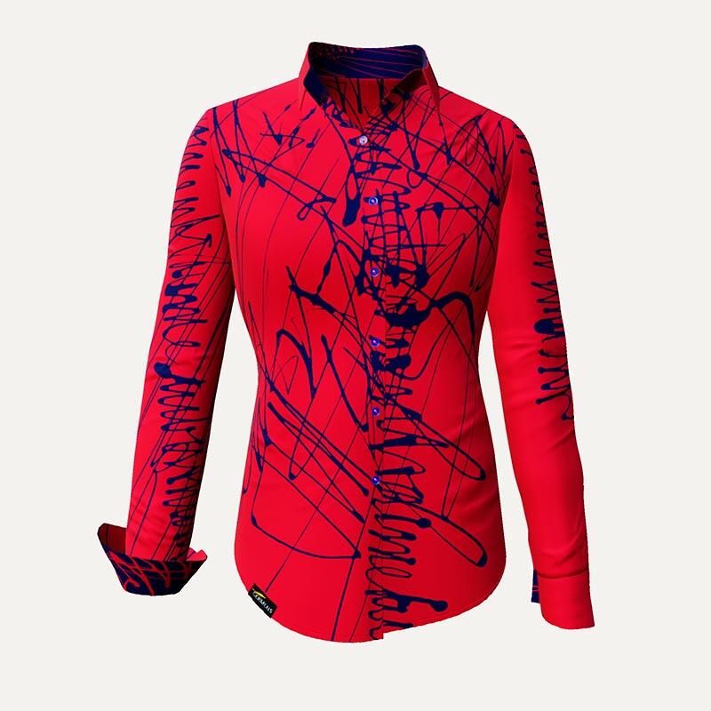 Unique blouse for women - DENADA RED - 100% cotton - GERMENS artfashion - Sizes XS to 3XL