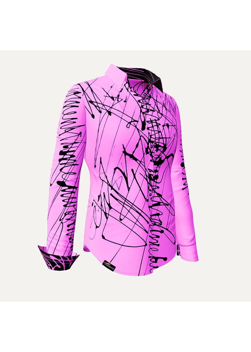 DENADA PINK - Pinke Bluse mit schwarzen Strichen - GERMENS