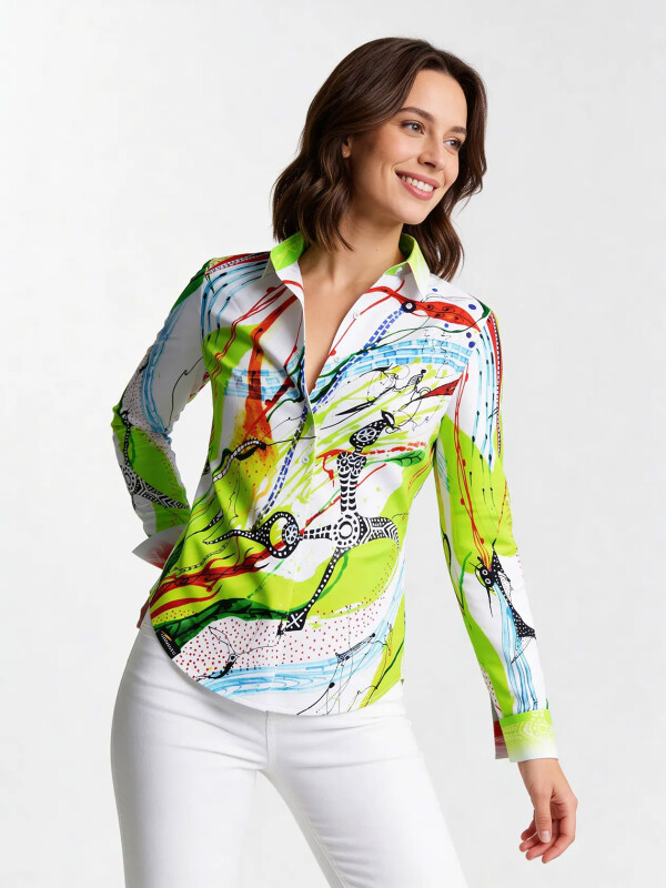 GLÜCKSGARTEN - Hellgrün rote Bluse - GERMENS