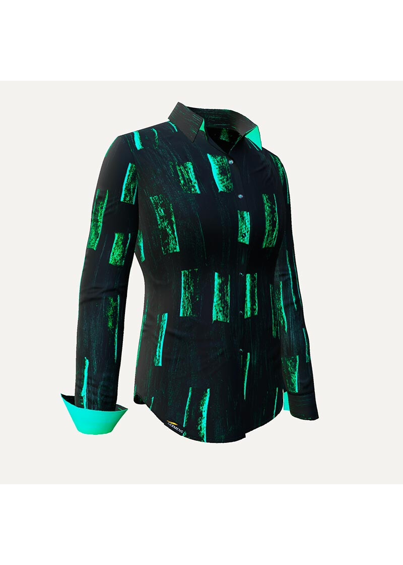 SANFTMUT - Schwarz trkise Bluse - GERMENS