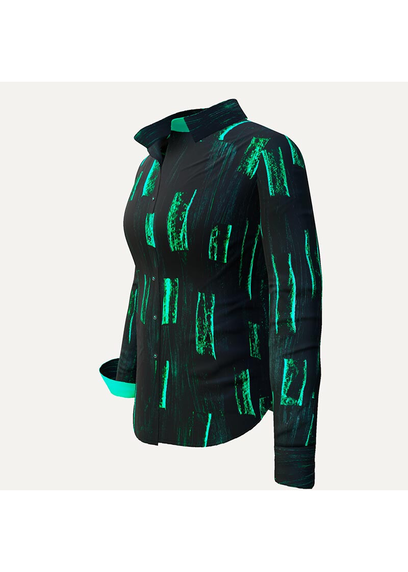 SANFTMUT - Schwarz trkise Bluse - GERMENS