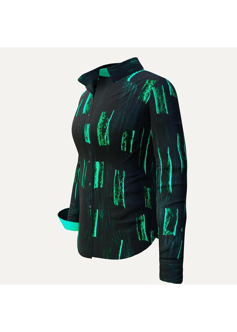 SANFTMUT - Schwarz trkise Bluse - GERMENS