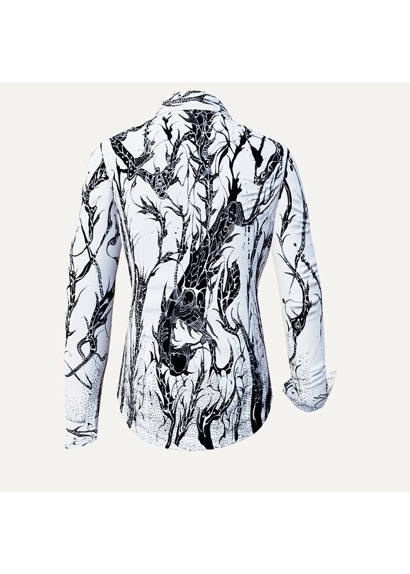DORNRSCHEN WHITE - Weie Bluse mit schwarzer Zeichnung - GERMENS