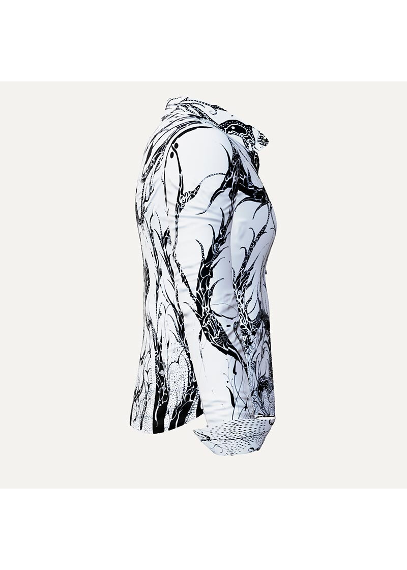 DORNRSCHEN WHITE - Weie Bluse mit schwarzer Zeichnung - GERMENS