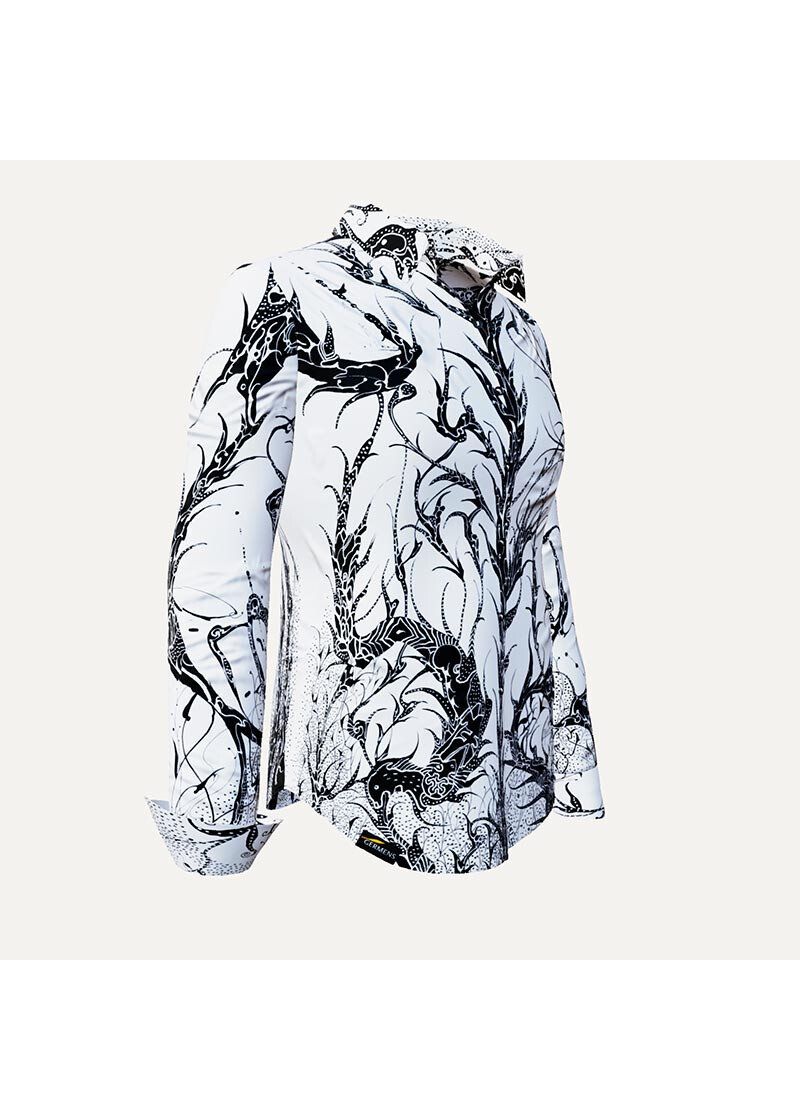 DORNRSCHEN WHITE - Weie Bluse mit schwarzer Zeichnung - GERMENS