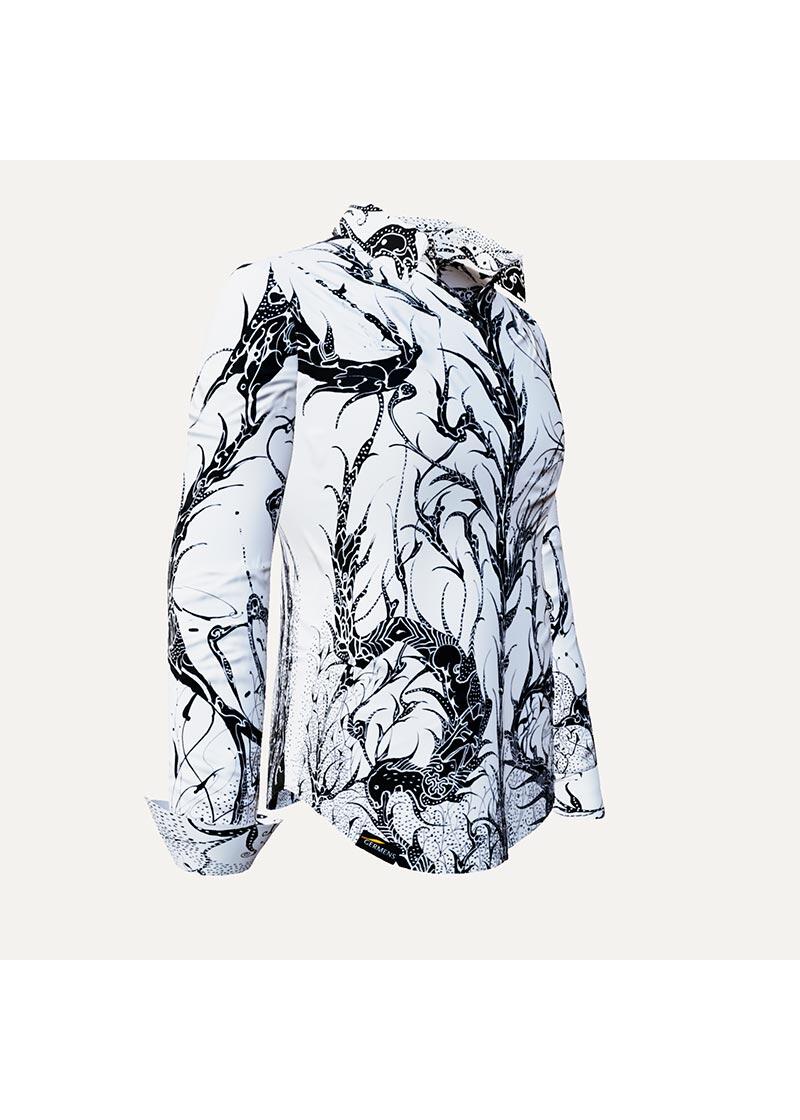 DORNRSCHEN WHITE - Weie Bluse mit schwarzer Zeichnung - GERMENS