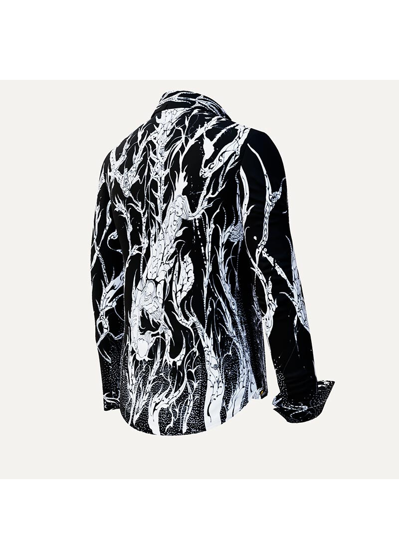 DORNRSCHEN BLACK - Schwarze Bluse mit weier Zeichnung - GERMENS