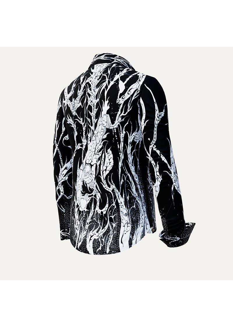 DORNRSCHEN BLACK - Schwarze Bluse mit weier Zeichnung - GERMENS