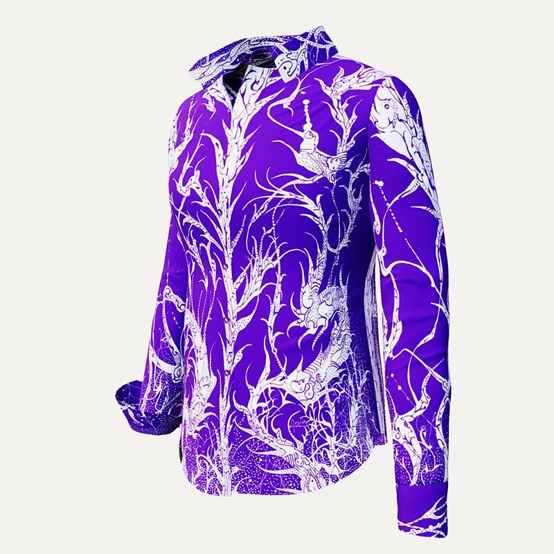 DORNRÖSCHEN VIOLET - Violette Bluse mit weißer Zeichnung - GERMENS