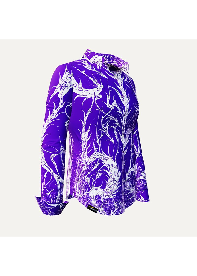DORNRSCHEN VIOLET - Violette Bluse mit weier Zeichnung - GERMENS