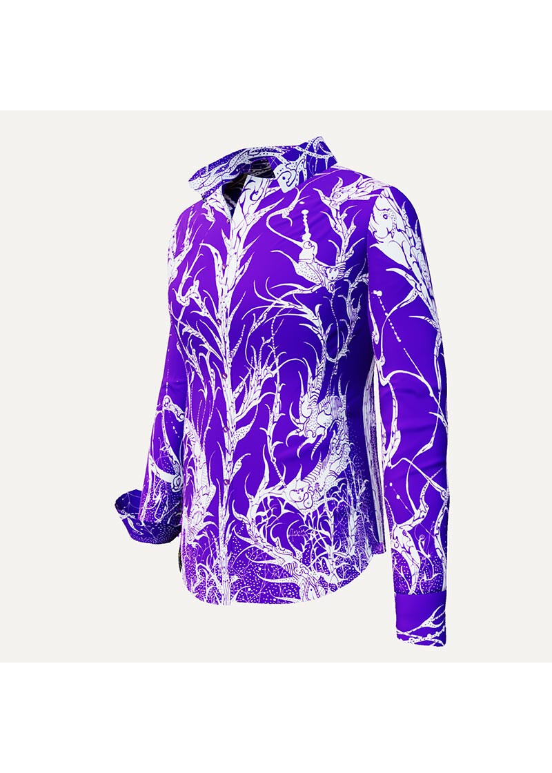 DORNRSCHEN VIOLET - Violette Bluse mit weier Zeichnung - GERMENS