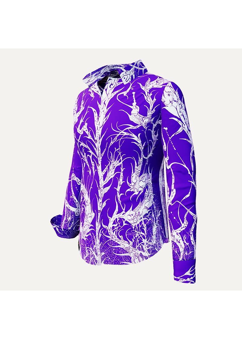 DORNRSCHEN VIOLET - Violette Bluse mit weier Zeichnung - GERMENS