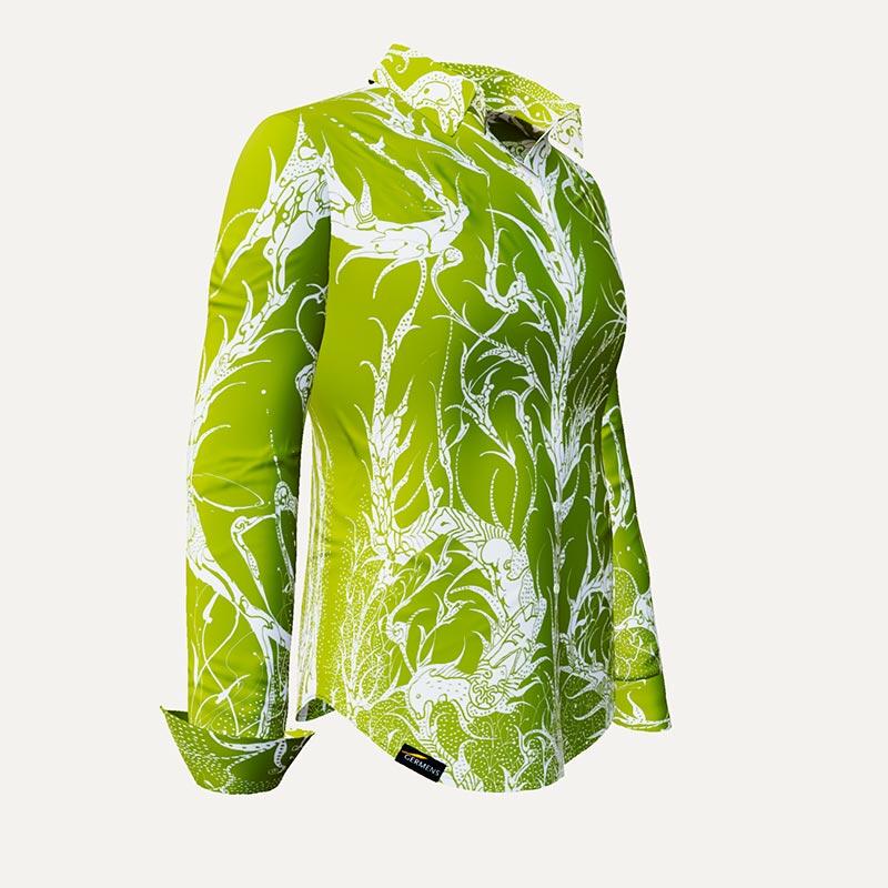 DORNRÖSCHEN GREEN - Hellgrüne Bluse mit weißer Zeichnung - GERMENS